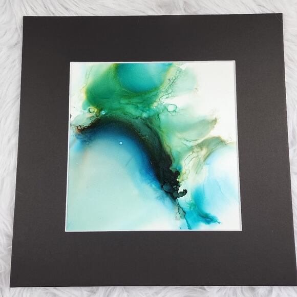 Original Alcohol Ink on Grafix & Matted in Black - Picture 1 of 5